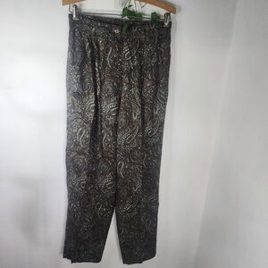 Woolrich Brown Paisley Rayon Pleated Pants